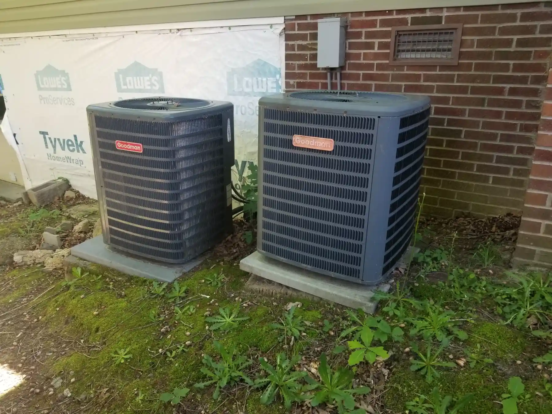 Right side view of Air conditioner units for an AC repair job in Euless, TX.